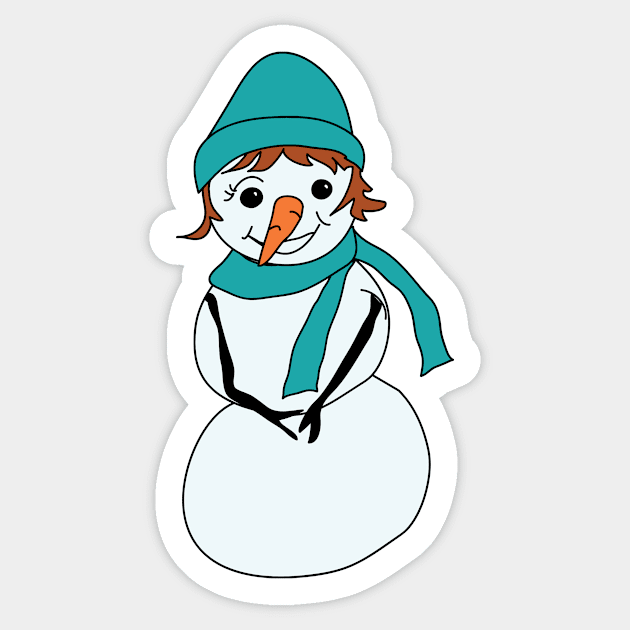 Snowwoman in scarf and hat Sticker by MegMarchiando